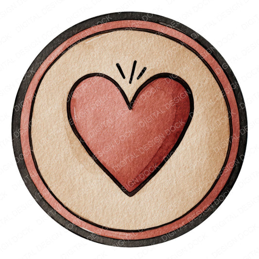 Minimal Solid Heart Circle Clipart Set (DDD008306)