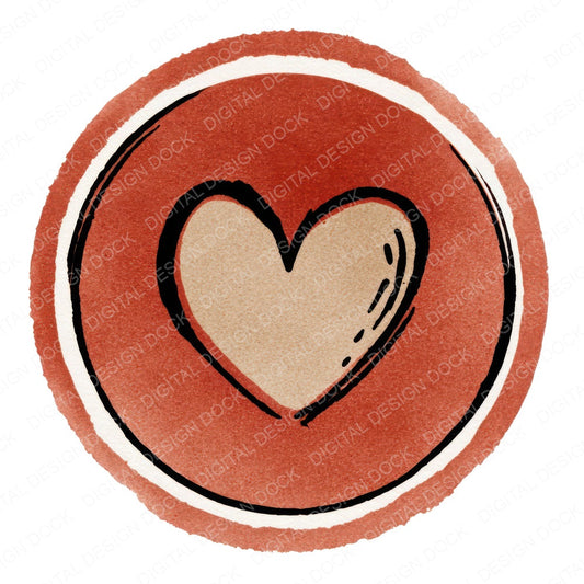 Minimal Solid Heart Circle Clipart Set (DDD008306)