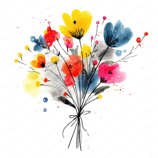 Minimal Wildflower Bouquet Clipart Set (DDD008694)