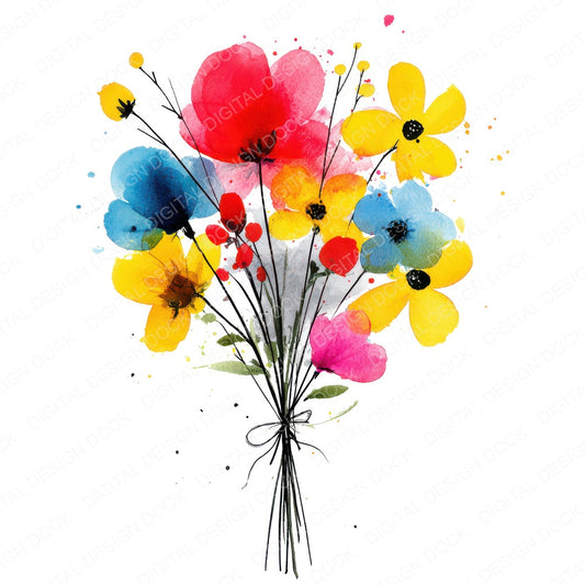 Minimal Wildflower Bouquet Clipart Set (DDD008694)