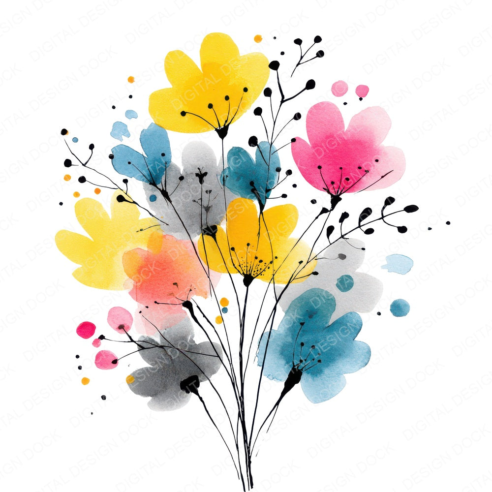 Minimal Wildflower Cluster Clipart Set (DDD008695)