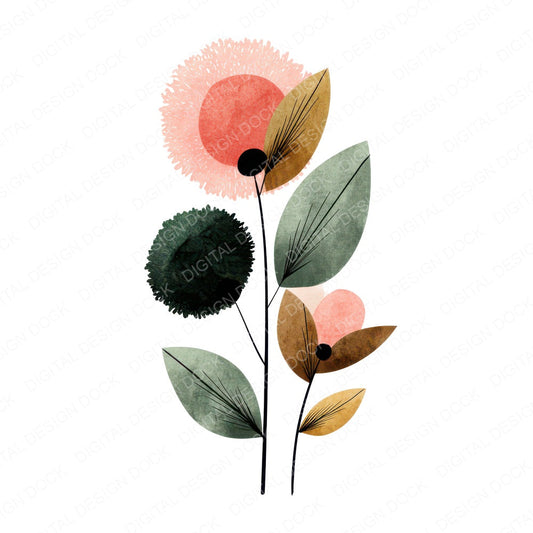 Minimal Wildflower Stem Clipart Set (DDD008287)