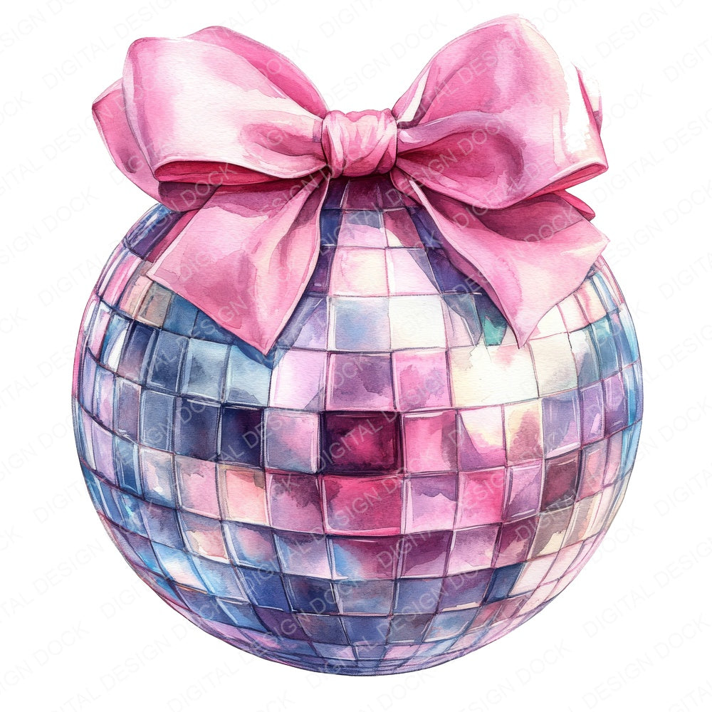 Mirror Ball with Pink Bow Fussy Cut Sheets (DDD010449)