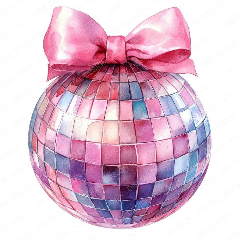 Mirror Ball with Pink Bow Fussy Cut Sheets (DDD010449)