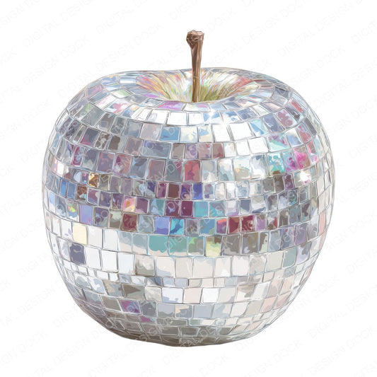 Mirrorball Apple fussy cut sheet in US Letter format showing all 12 designs on one printable page