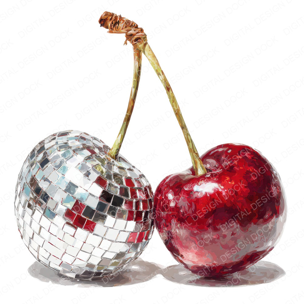 Mirrorball Cherries fussy cut sheet in US Letter format showing all 12 designs on one printable page