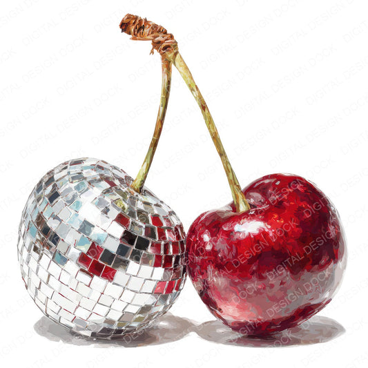 Mirrorball Cherries fussy cut sheet in US Letter format showing all 12 designs on one printable page