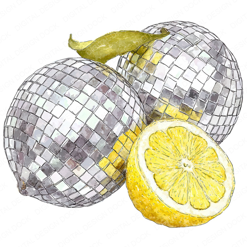 Mirrorball Lemons fussy cut sheet in US Letter format showing all 12 designs on one printable page