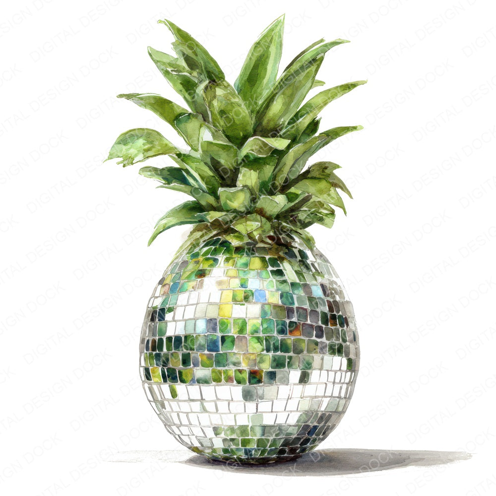 Mirrorball Pineapple fussy cut sheet in A4 format showing all 12 designs on one printable page
