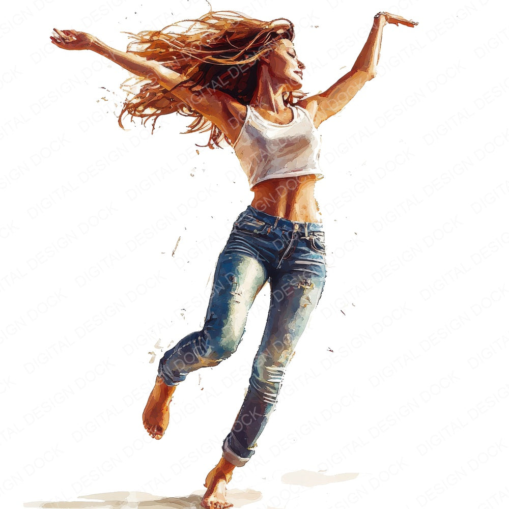 Modern Dancing Woman B fussy cut sheet in A4 format showing all 12 designs on one printable page