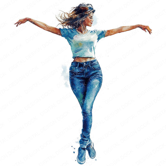 Modern Dancing Woman B fussy cut sheet in US Letter format showing all 12 designs on one printable page