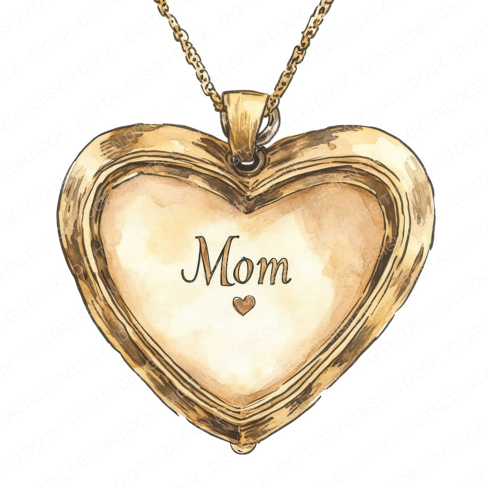 Mom Heart Shaped Locket fussy cut sheet in A4 format showing all 12 designs on one printable page