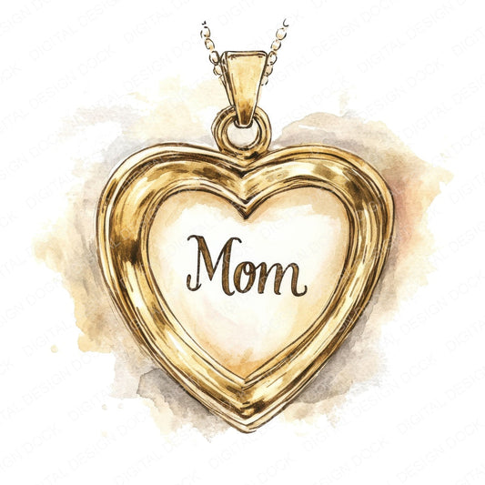 Mom Heart Shaped Locket fussy cut sheet in US Letter format showing all 12 designs on one printable page