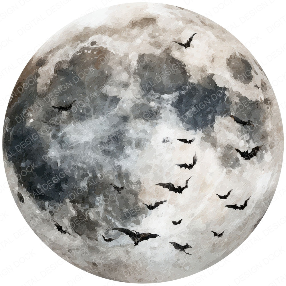 Moon Bat Silhouette fussy cut sheet in A4 format showing all 12 designs on one printable page