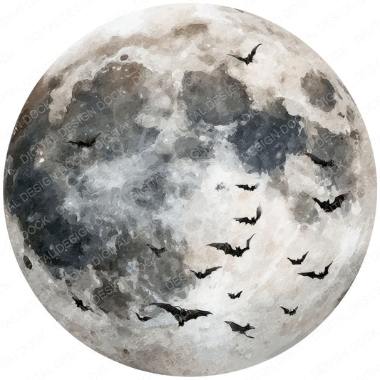 Moon Bat Silhouette fussy cut sheet in A4 format showing all 12 designs on one printable page