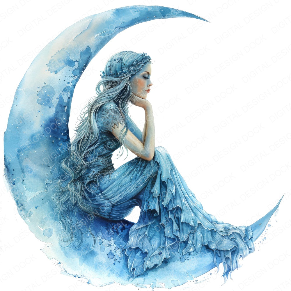 Moon Fairy fussy cut sheet in A4 format showing all 12 designs on one printable page