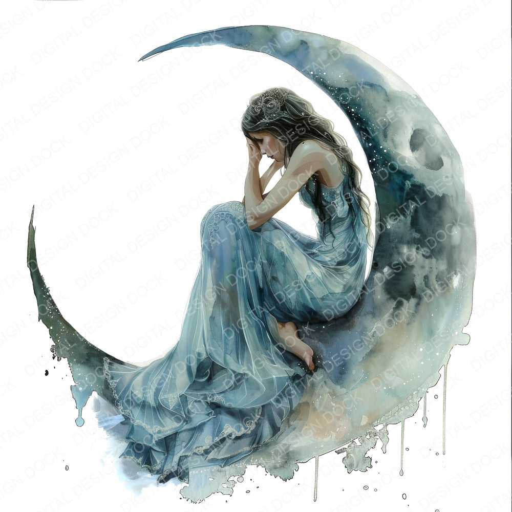 Moon Fairy fussy cut sheet in US Letter format showing all 12 designs on one printable page