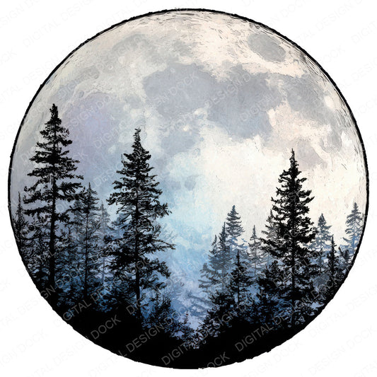 Moon Forest Silhouette fussy cut sheet in A4 format showing all 12 designs on one printable page