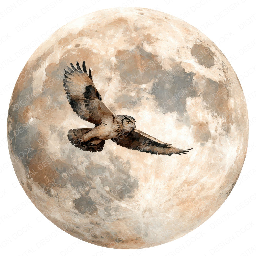 Moon Owl Silhouette fussy cut sheet in A4 format showing all 12 designs on one printable page