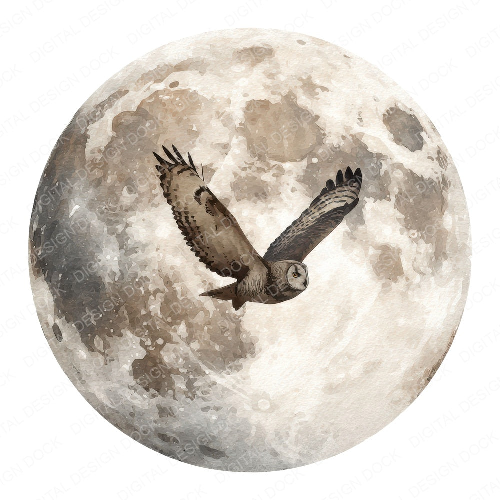 Moon Owl Silhouette fussy cut sheet in US Letter format showing all 12 designs on one printable page