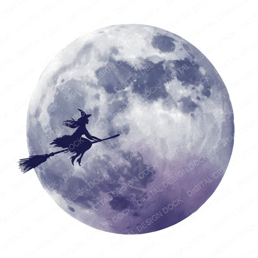 Moon Witch Silhouette fussy cut sheet in US Letter format showing all 12 designs on one printable page