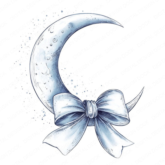 Moon with Ribbon fussy cut sheet in A4 format showing all 12 designs on one printable page