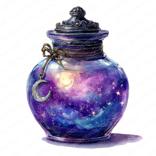 Moonlight Magic Halloween Jar fussy cut sheet in A4 format showing all 12 designs on one printable page