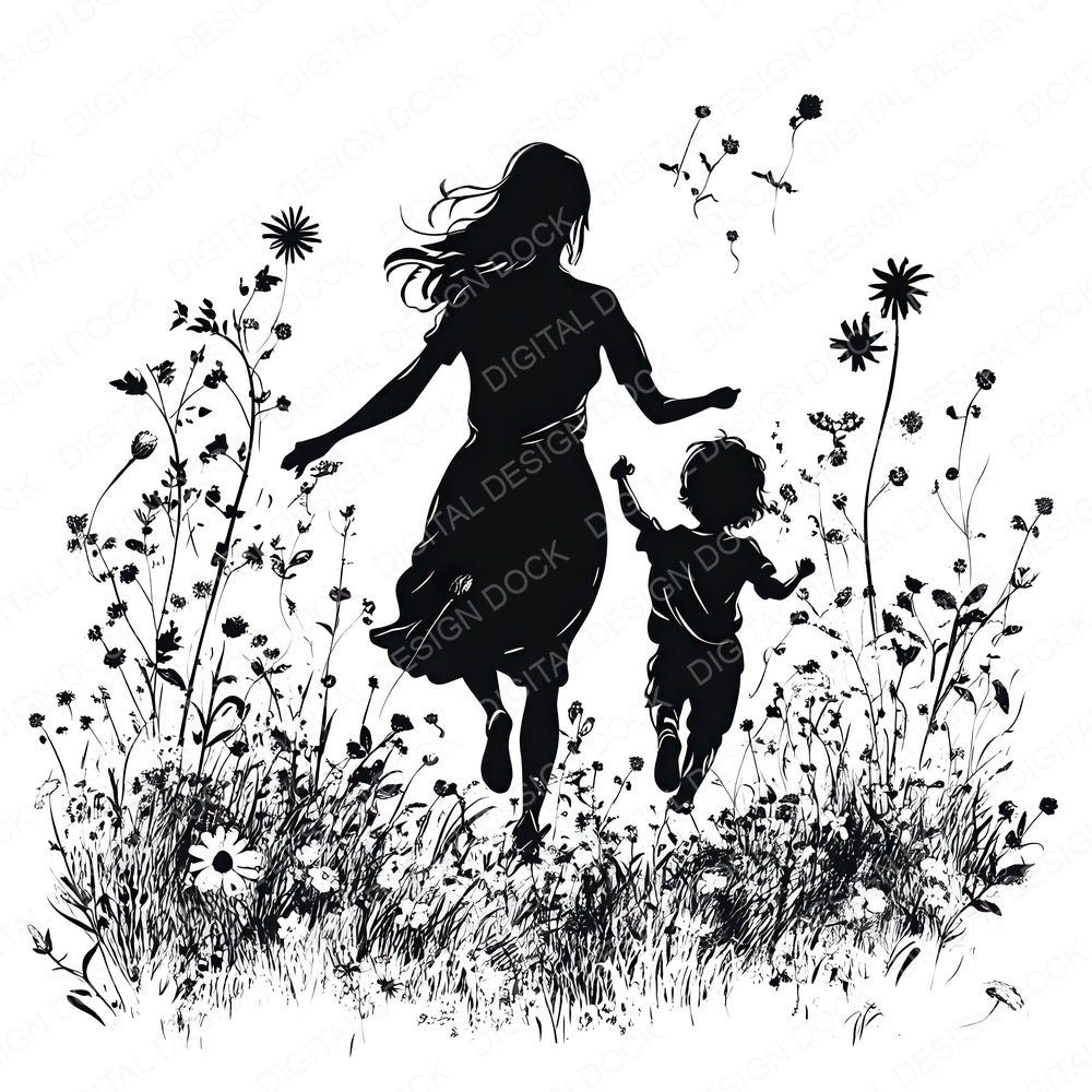 Mother and Child Meadow fussy cut sheet in A4 format showing all 12 designs on one printable page
