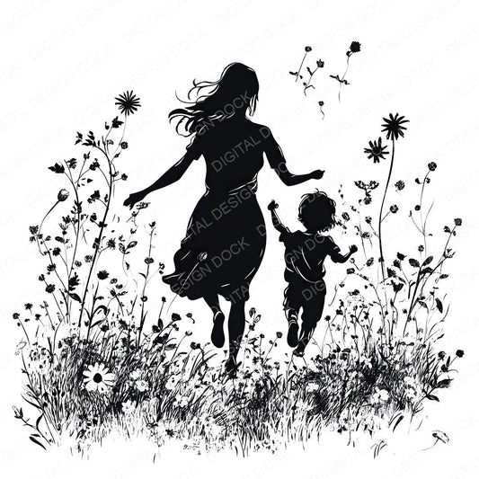 Mother and Child Meadow fussy cut sheet in A4 format showing all 12 designs on one printable page