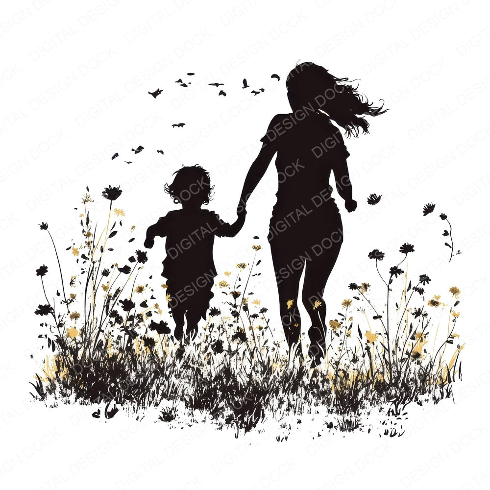 Mother and Child Meadow fussy cut sheet in US Letter format showing all 12 designs on one printable page
