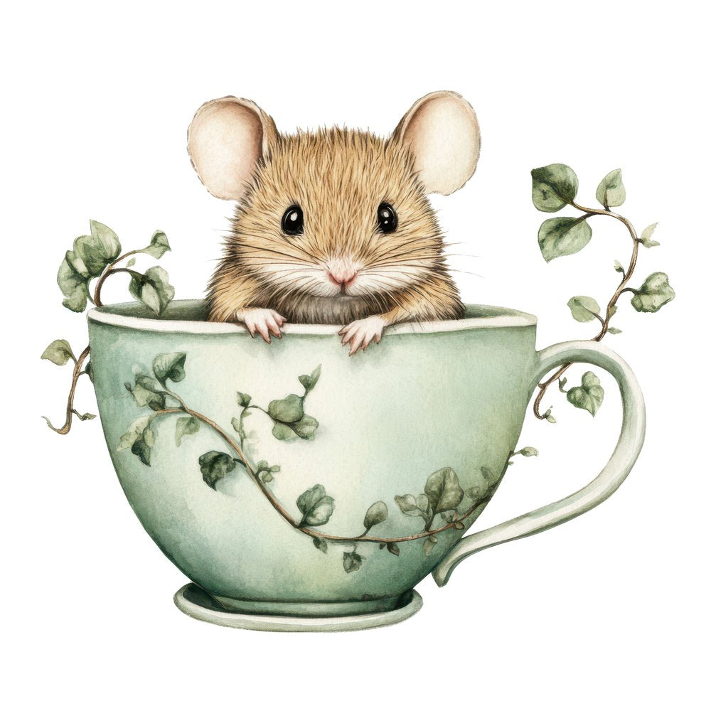 Mouse in Ivy Teacup Clipart Set (DDD006112)