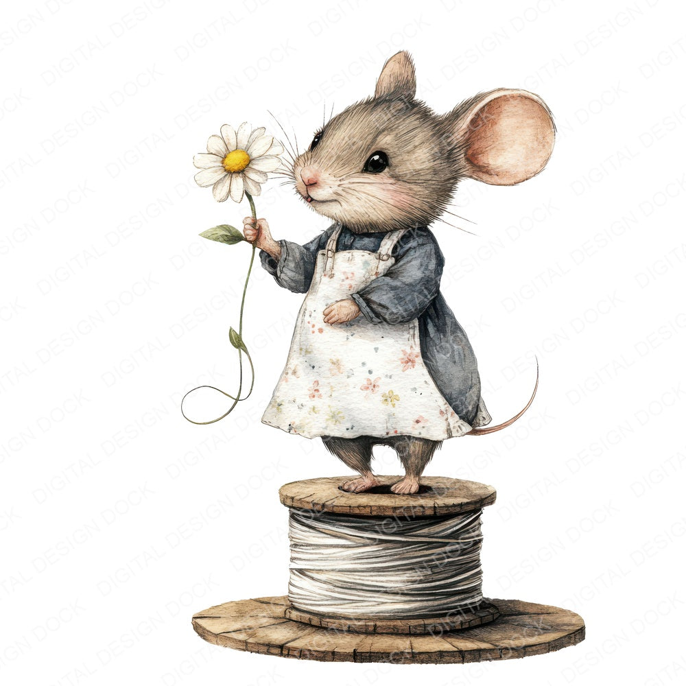 Mouse on Thread Spool fussy cut sheet in US Letter format showing all 12 designs on one printable page