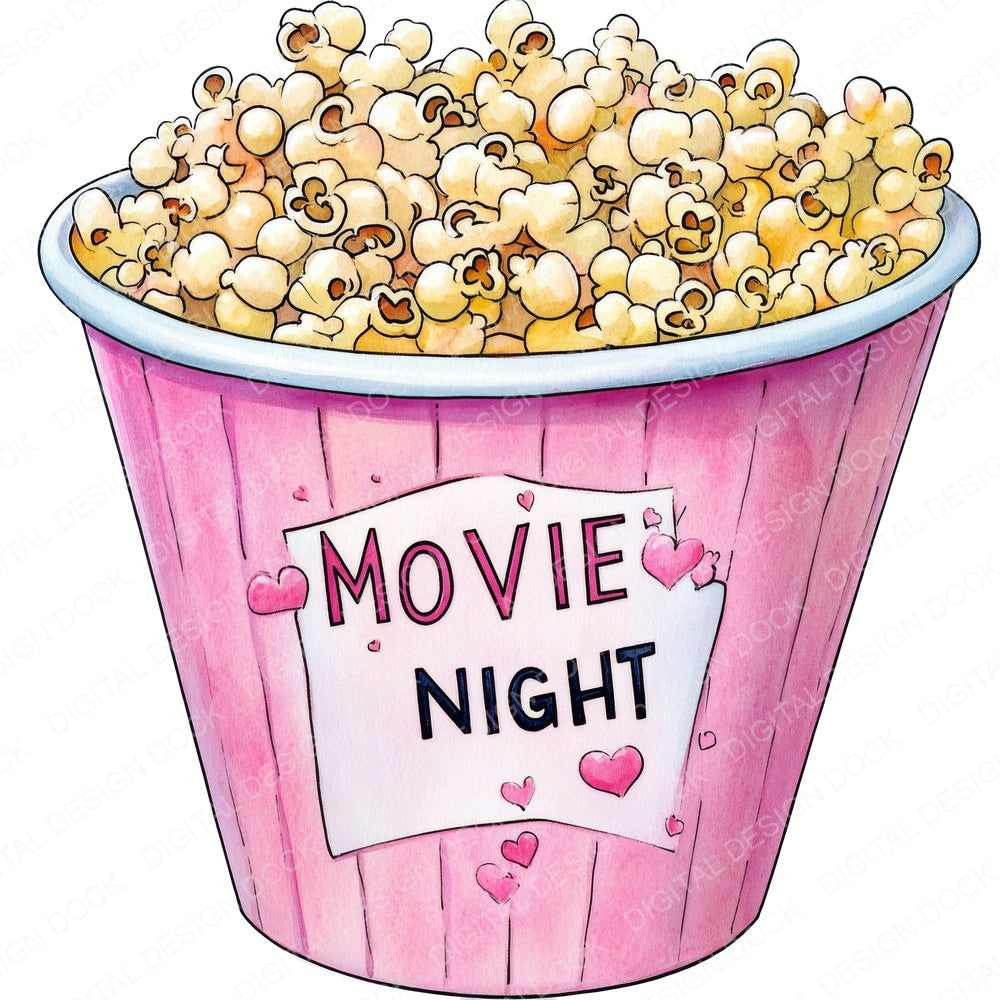Movie Night Popcorn fussy cut sheet in A4 format showing all 12 designs on one printable page