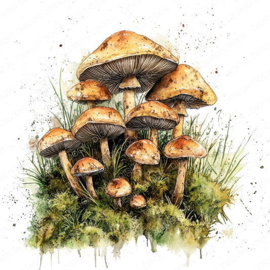 Mushroom Forest fussy cut sheet in A4 format showing all 12 designs on one printable page