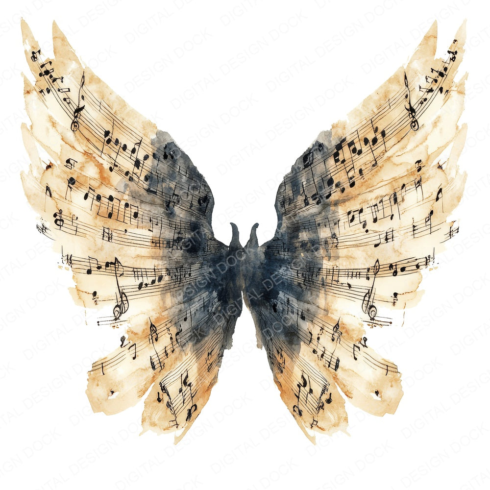 Music Note Angel Wings Fussy Cut Sheets (DDD010497)