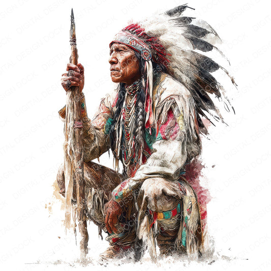 Native American Man in Traditional Dress Clipart Set (DDD012257)
