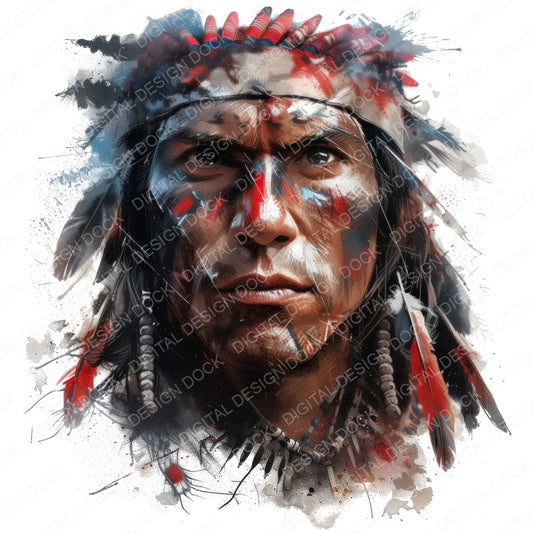 Native American Warrior fussy cut sheet in A4 format showing all 12 designs on one printable page