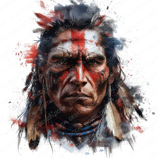 Native American Warrior fussy cut sheet in US Letter format showing all 12 designs on one printable page