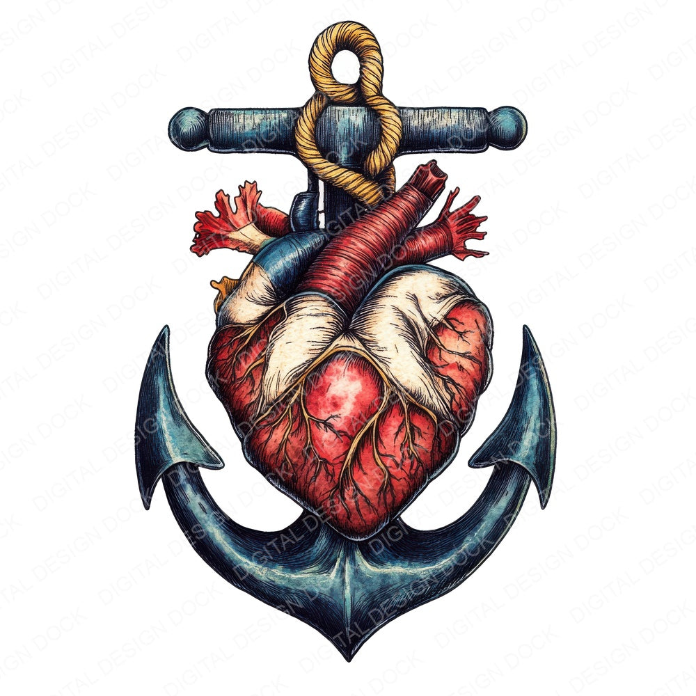 Nautical Heart fussy cut sheet in US Letter format showing all 12 designs on one printable page