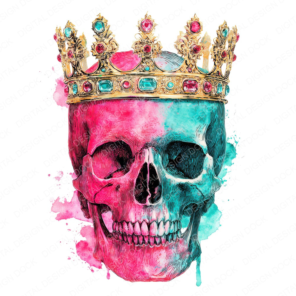 Neon Skull Crown fussy cut sheet in A4 format showing all 12 designs on one printable page