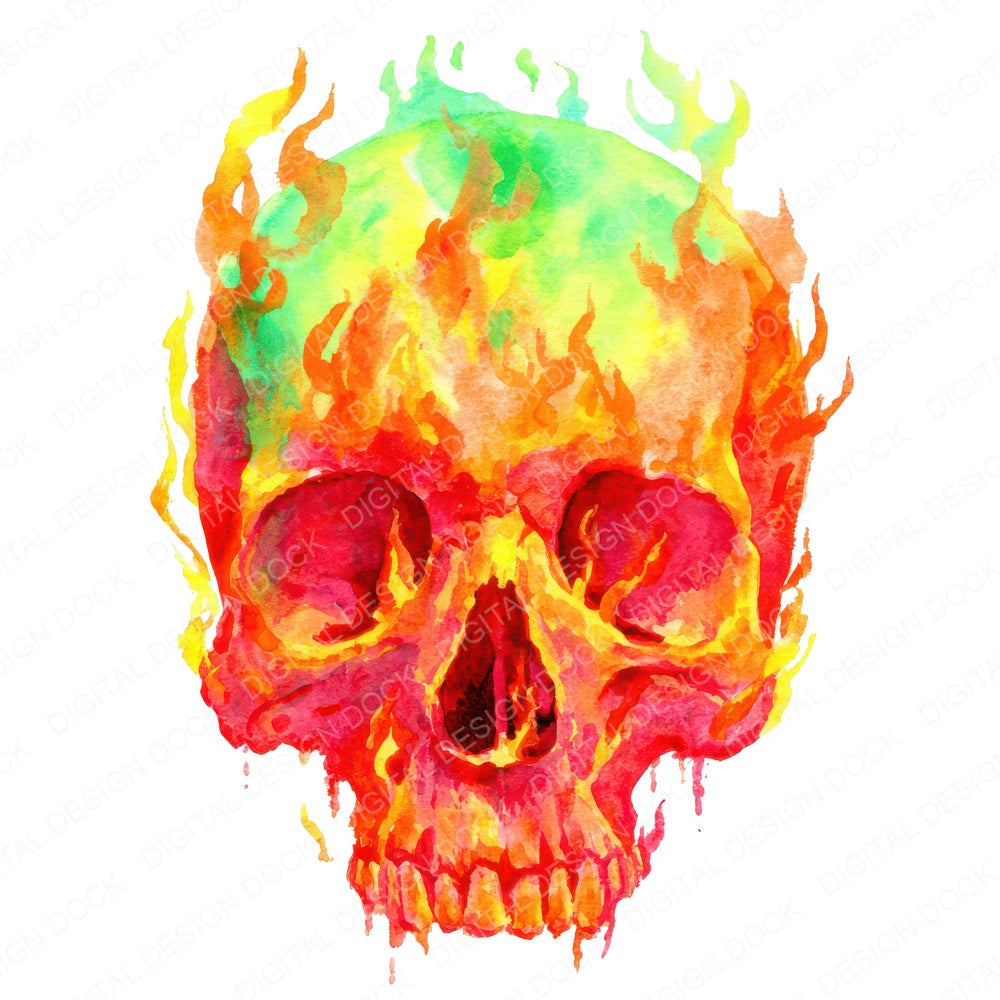 Neon Skull Flames fussy cut sheet in A4 format showing all 12 designs on one printable page