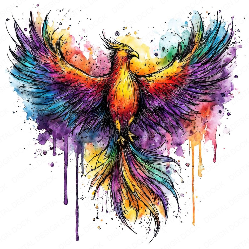 Neon Watercolour Phoenix Fussy Cut Sheets (DDD010541)