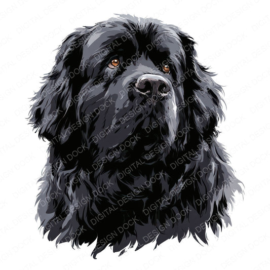 Single Newfoundland Watercolour Dog clipart design shown full size
