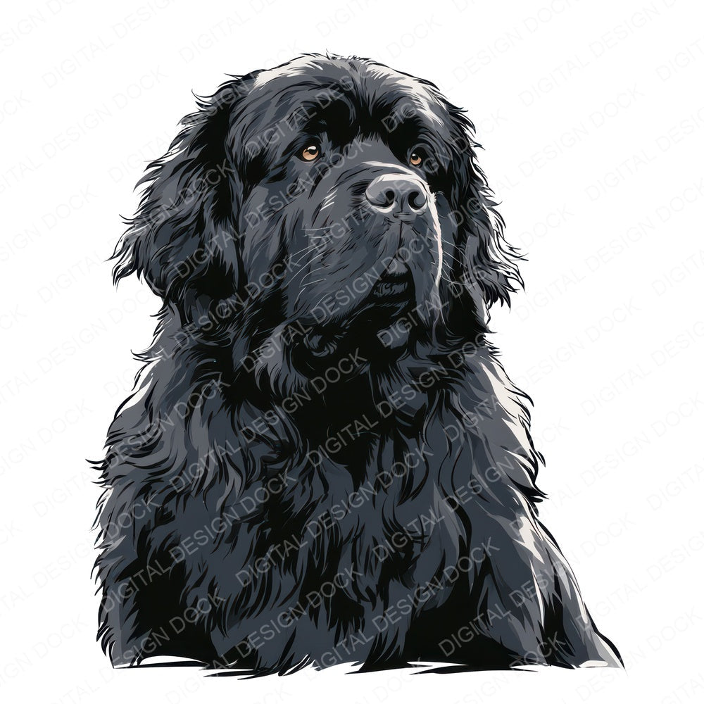 Another Newfoundland Watercolour Dog clipart design shown full size