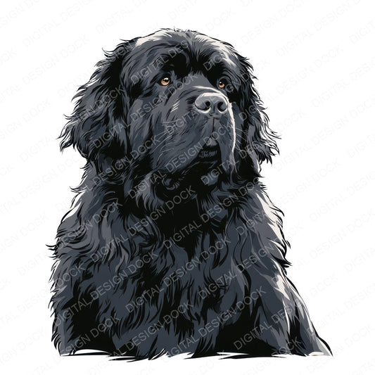 Another Newfoundland Watercolour Dog clipart design shown full size