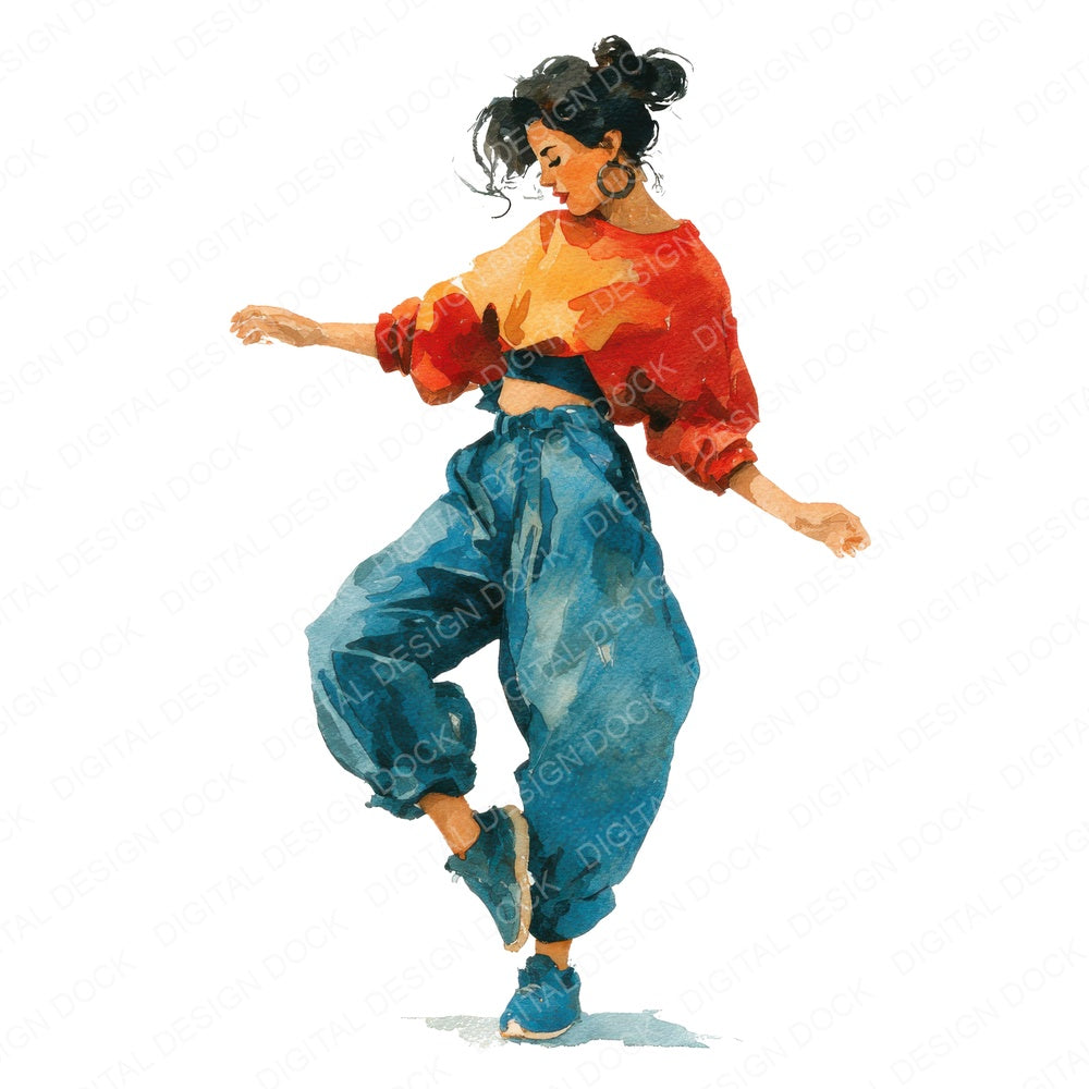 Ninties Dance Woman fussy cut sheet in A4 format showing all 12 designs on one printable page