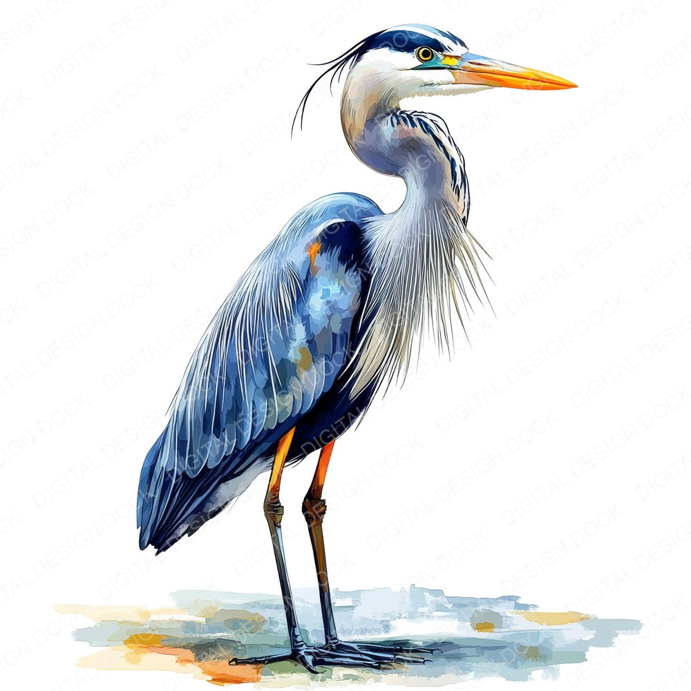 Oil Paint Blue Heron fussy cut sheet in A4 format showing all 12 designs on one printable page