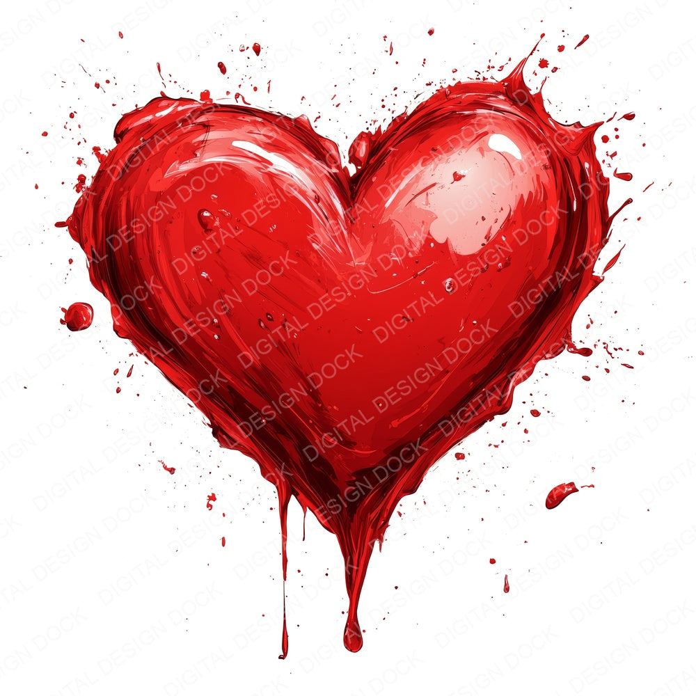 Oil Paint Love Heart fussy cut sheet in A4 format showing all 12 designs on one printable page