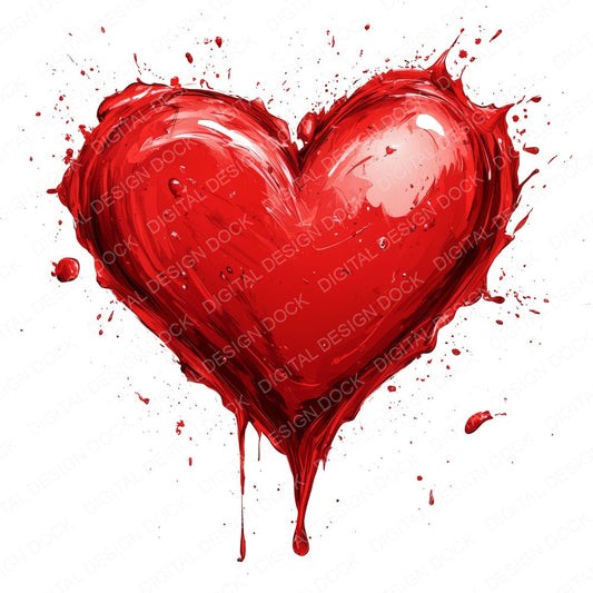 Oil Paint Love Heart fussy cut sheet in A4 format showing all 12 designs on one printable page