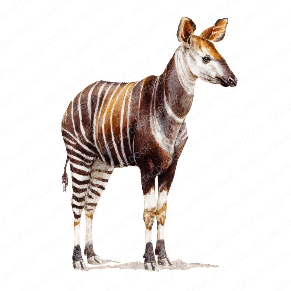 Okapi Exotic Animal fussy cut sheet in A4 format showing all 12 designs on one printable page